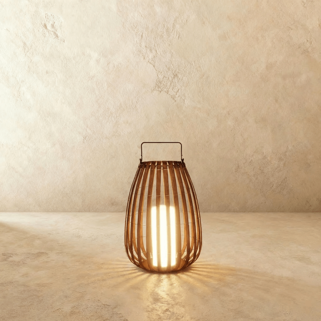 Luxe Rattan Kültéri Lámpás Hordozható Rozsdamentes Acél Fogantyúval