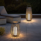 Luxe Rattan Kültéri Lámpás Hordozható Rozsdamentes Acél Fogantyúval