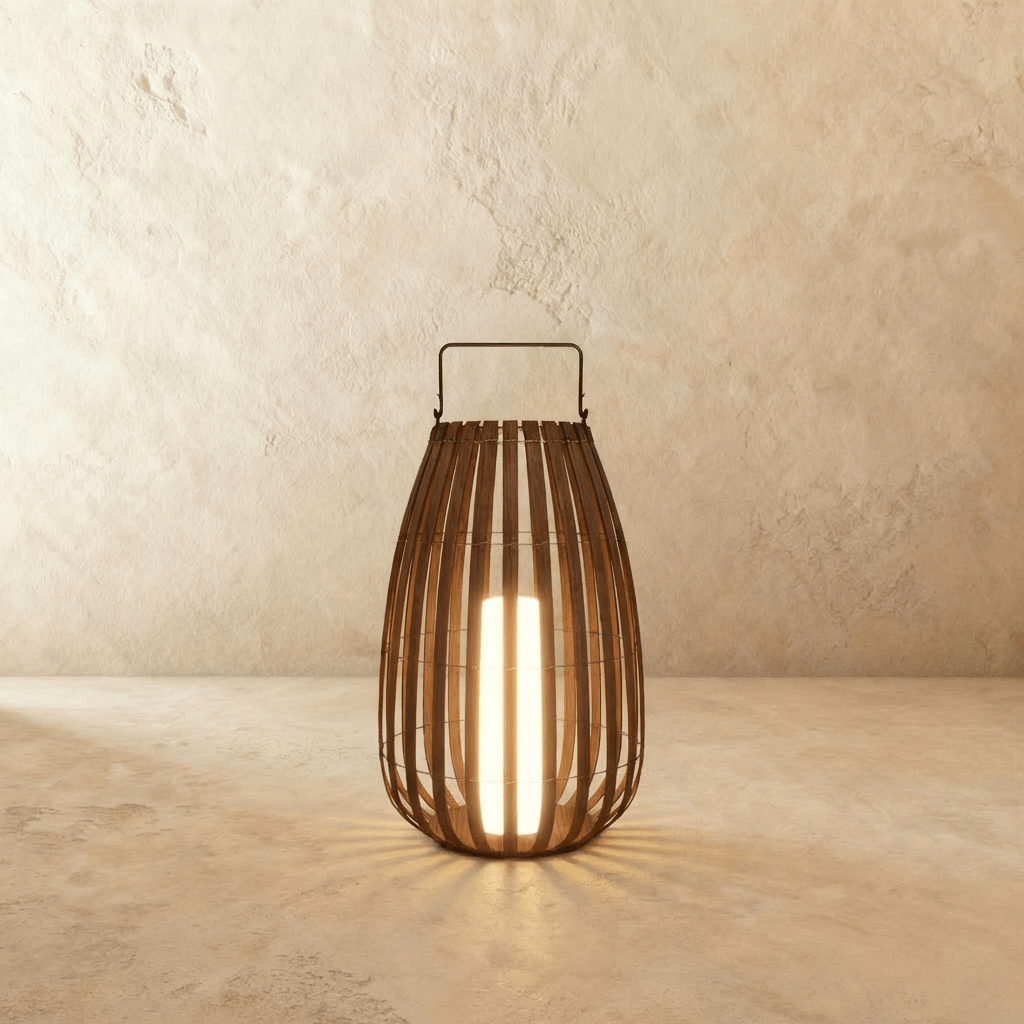 Luxe Rattan Kültéri Lámpás Hordozható Rozsdamentes Acél Fogantyúval