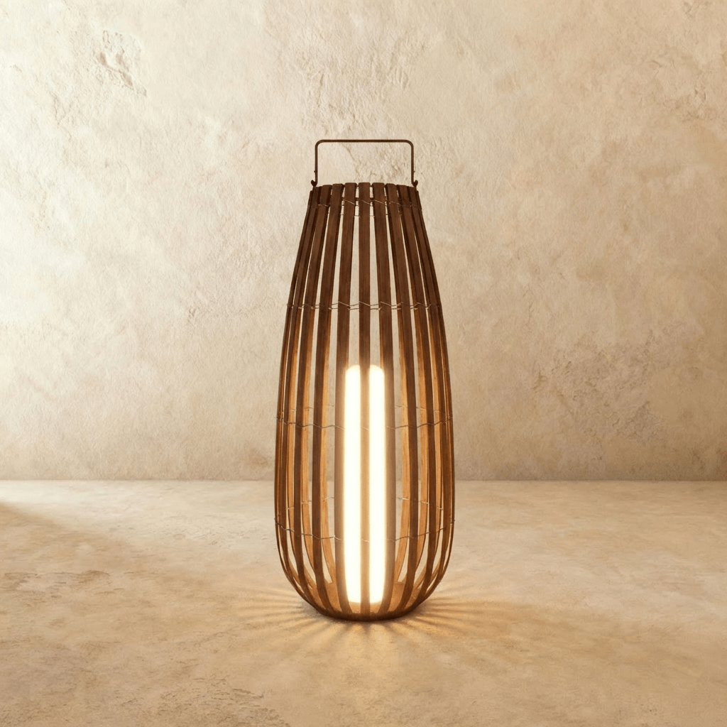 Luxe Rattan Kültéri Lámpás Hordozható Rozsdamentes Acél Fogantyúval