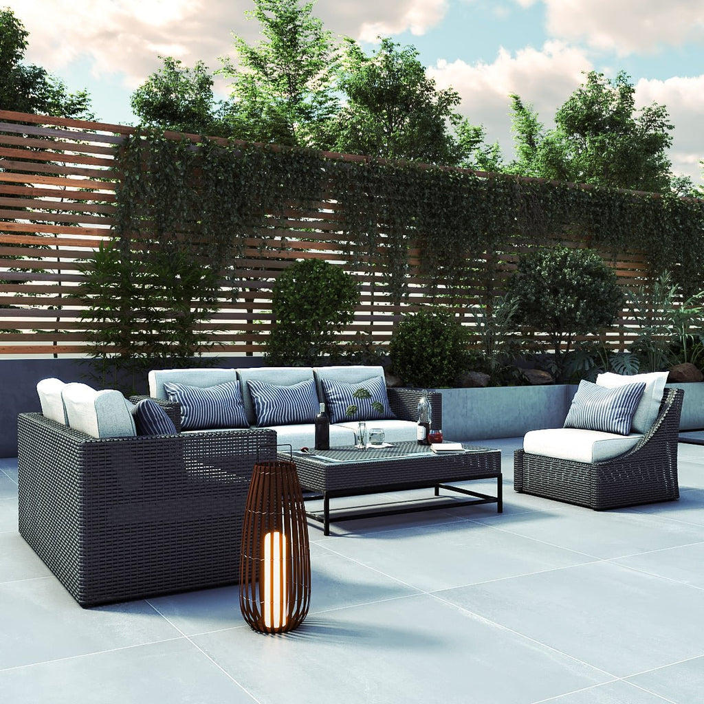 Luxe Rattan Kültéri Lámpás Hordozható Rozsdamentes Acél Fogantyúval