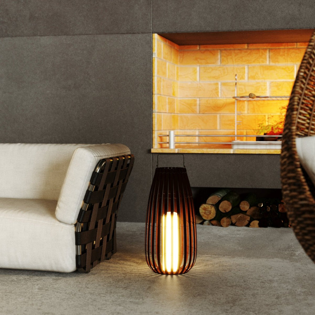 Luxe Rattan Kültéri Lámpás Hordozható Rozsdamentes Acél Fogantyúval