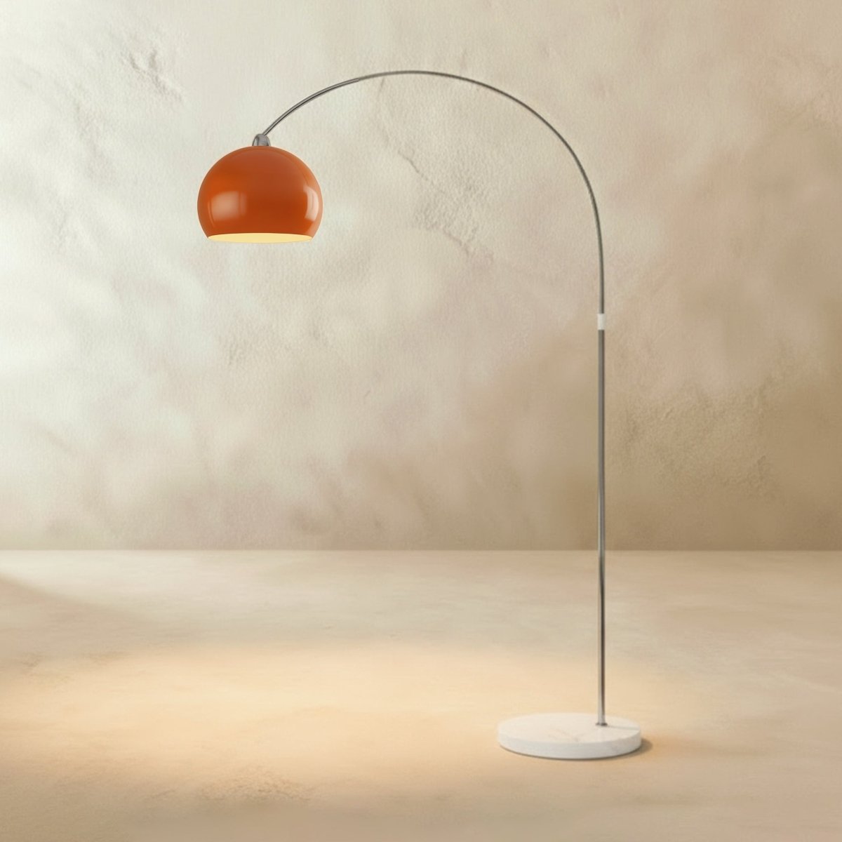 Aurora Dome Shade Floor Lamp With Marble Base And Brushed Metal Stem Mid Century Modern