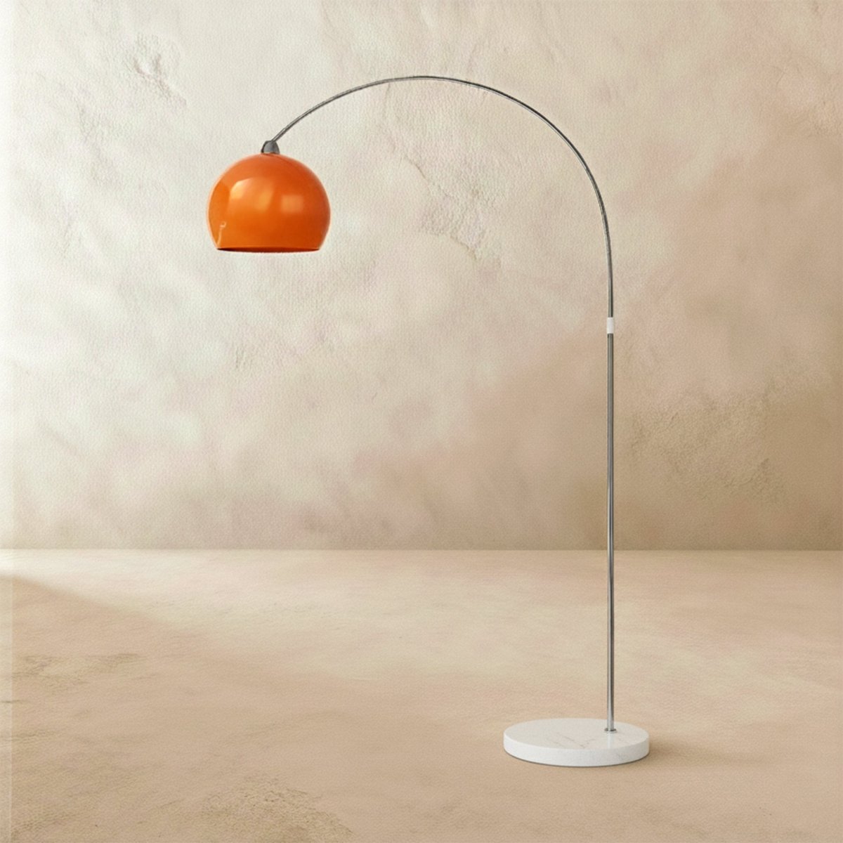 Aurora Dome Shade Floor Lamp With Marble Base And Brushed Metal Stem Mid Century Modern