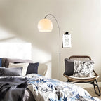 Aurora Dome Shade Floor Lamp With Marble Base And Brushed Metal Stem Mid Century Modern