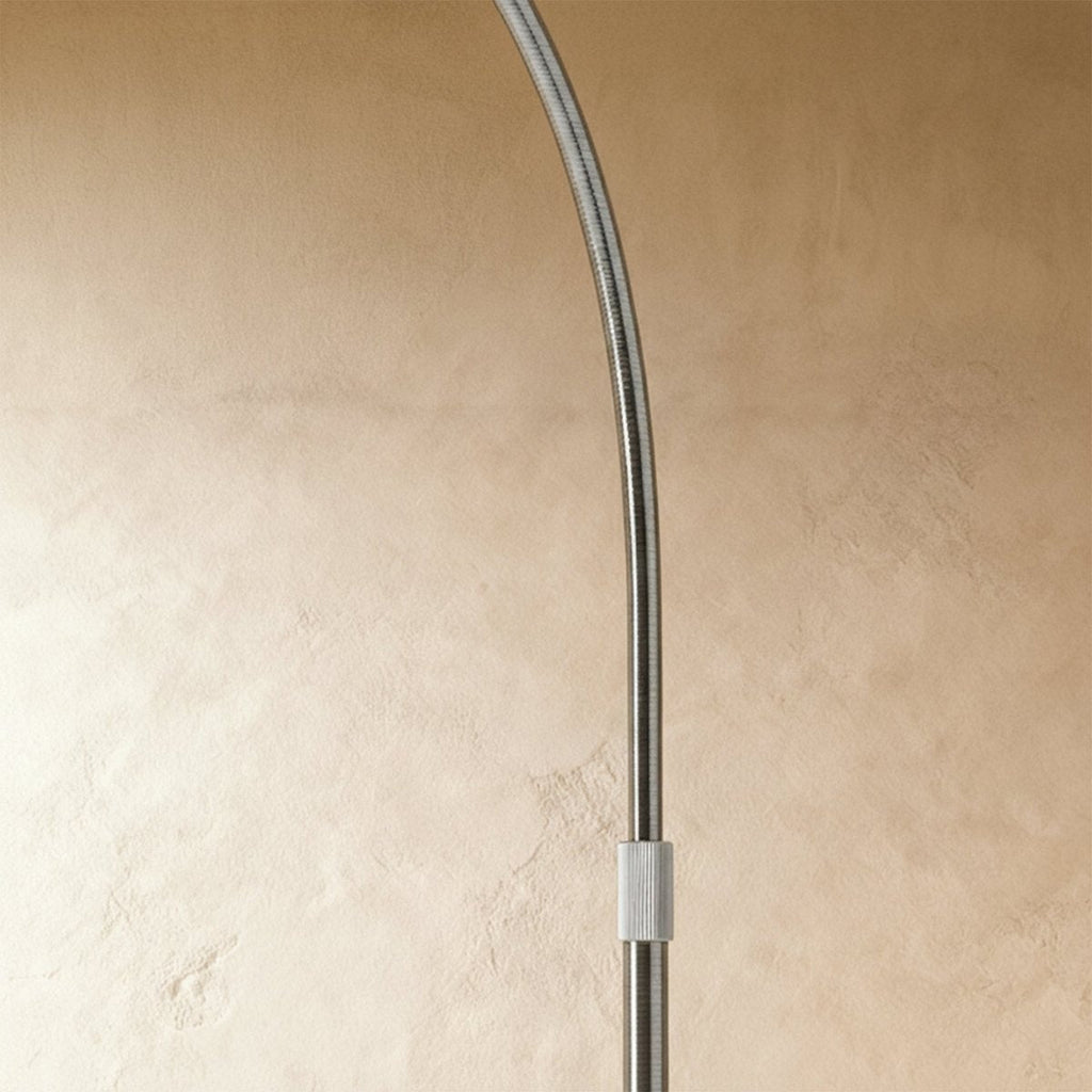 Aurora Dome Shade Floor Lamp With Marble Base And Brushed Metal Stem Mid Century Modern