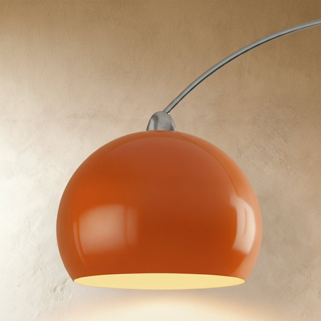 Aurora Dome Shade Floor Lamp With Marble Base And Brushed Metal Stem Mid Century Modern