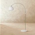 Aurora Dome Shade Floor Lamp With Marble Base And Brushed Metal Stem Mid Century Modern