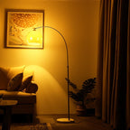 Aurora Dome Shade Floor Lamp With Marble Base And Brushed Metal Stem Mid Century Modern