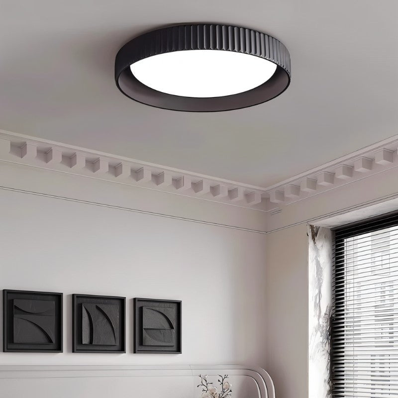 Ribbed Halo Circular LED Flush Mount Ceiling Light
