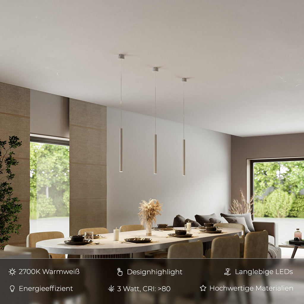 AeroLume Minimalistische Pendelleuchte aus Aluminium, warmweißes 2700K-LED-Licht