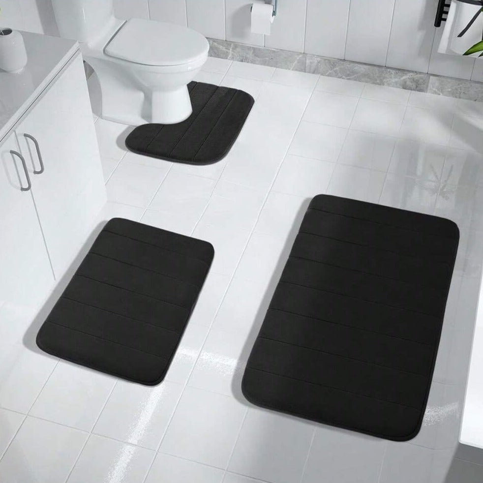 3-Piece Non-Slip Bath Set, Memory Foam Mats with Grip Backing