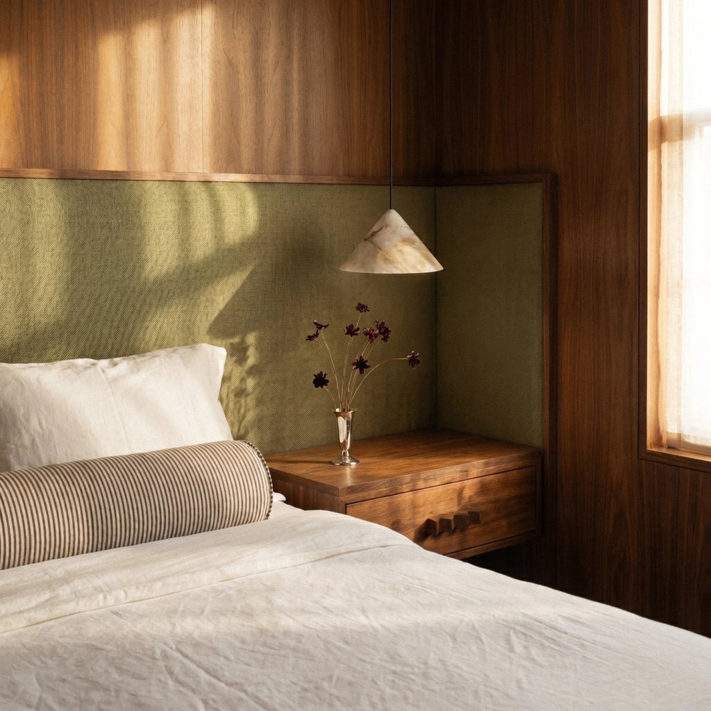 Lampada a sospensione Petal Glow in alabastro ispirata ai fiori di ciliegio