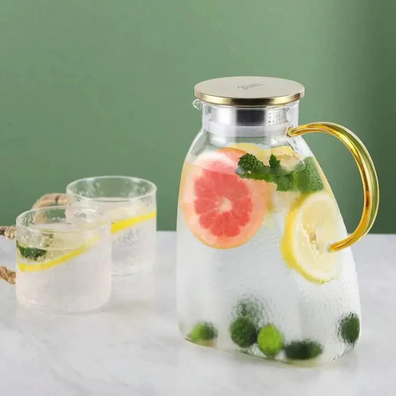 Borosilicate Glass Pitcher With Handle And Lid Ice Tea Glass Pitcher
