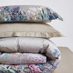 Set di copripiumino, stampa floreale con uccelli Aurelia, cotone egiziano