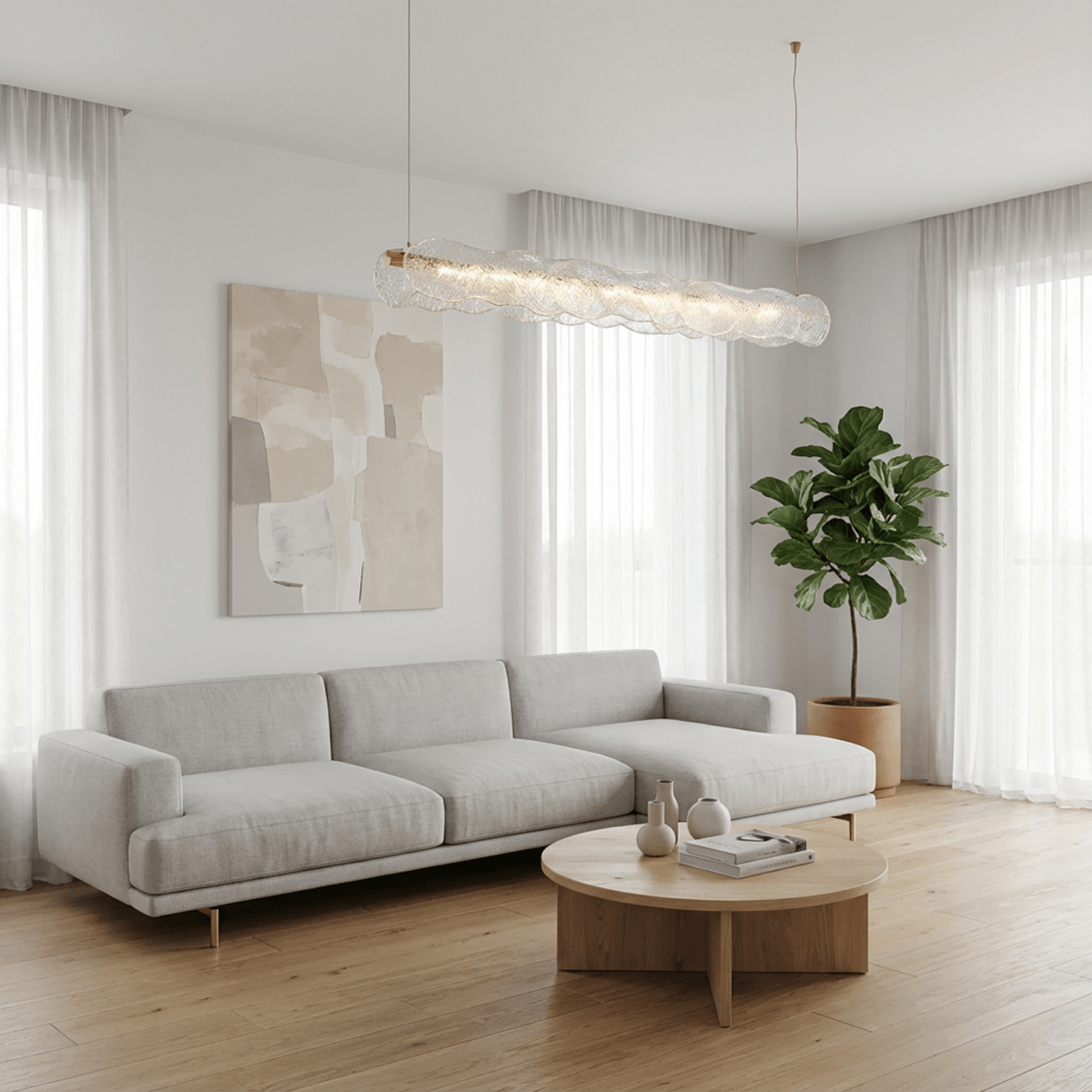 Copper Ripple skleněné závěsné světlo s teplým ambientním světlem  