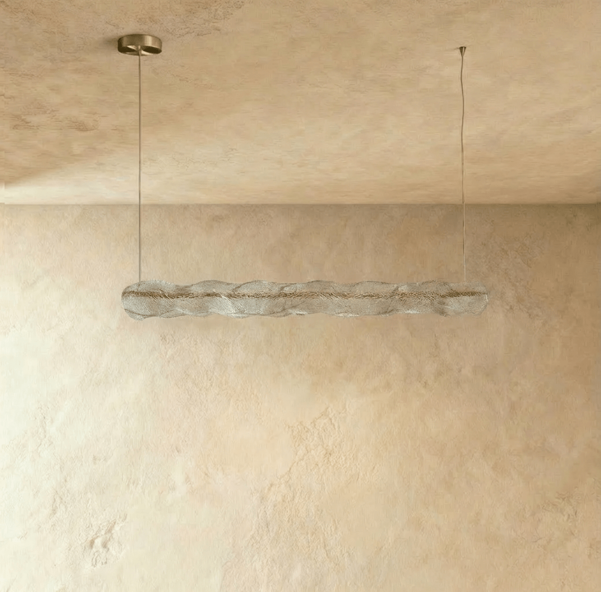 Copper Ripple skleněné závěsné světlo s teplým ambientním světlem  