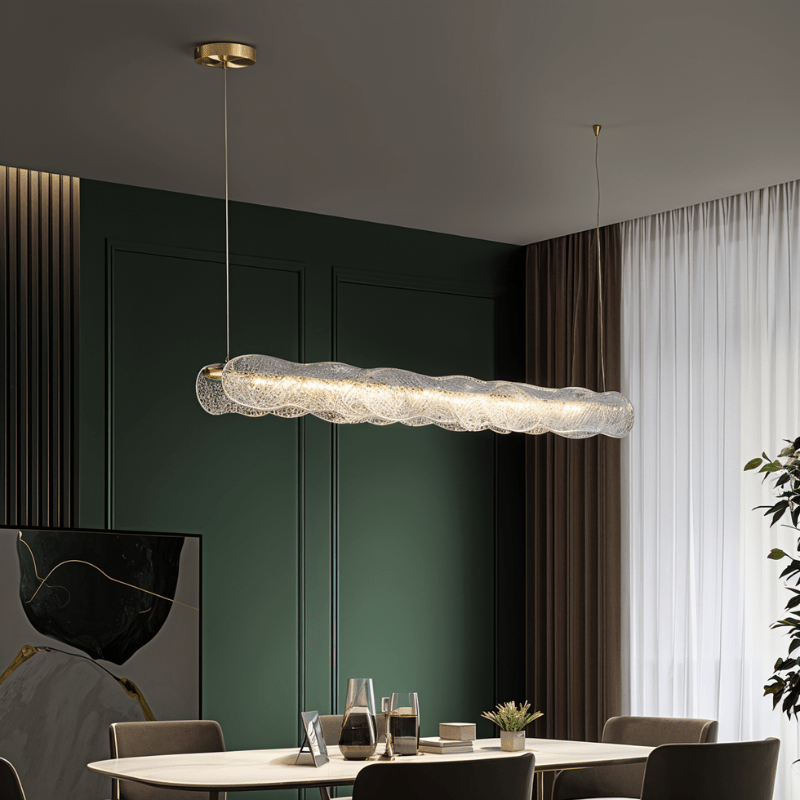 Copper Ripple skleněné závěsné světlo s teplým ambientním světlem  