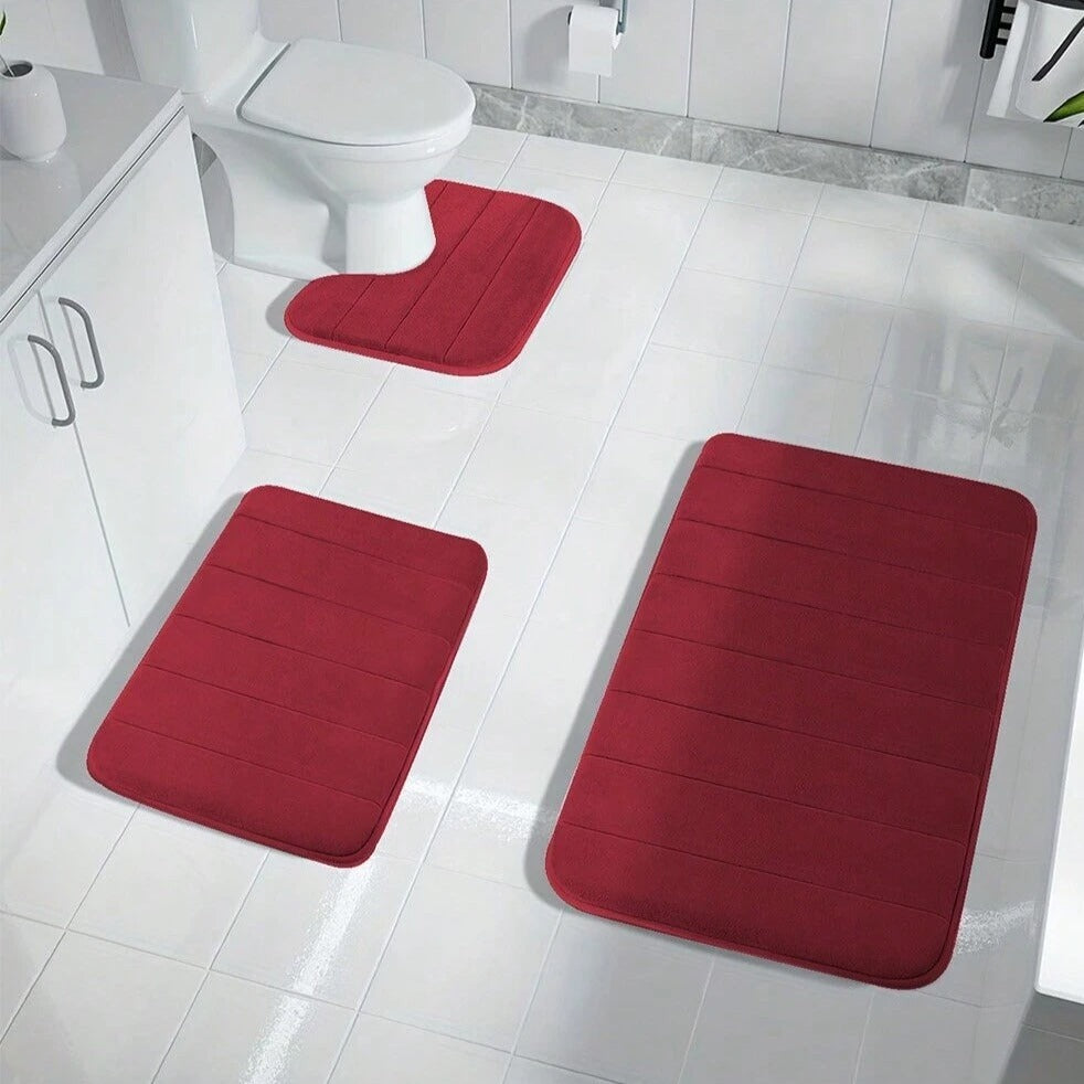 3-Piece Non-Slip Bath Set, Memory Foam Mats with Grip Backing