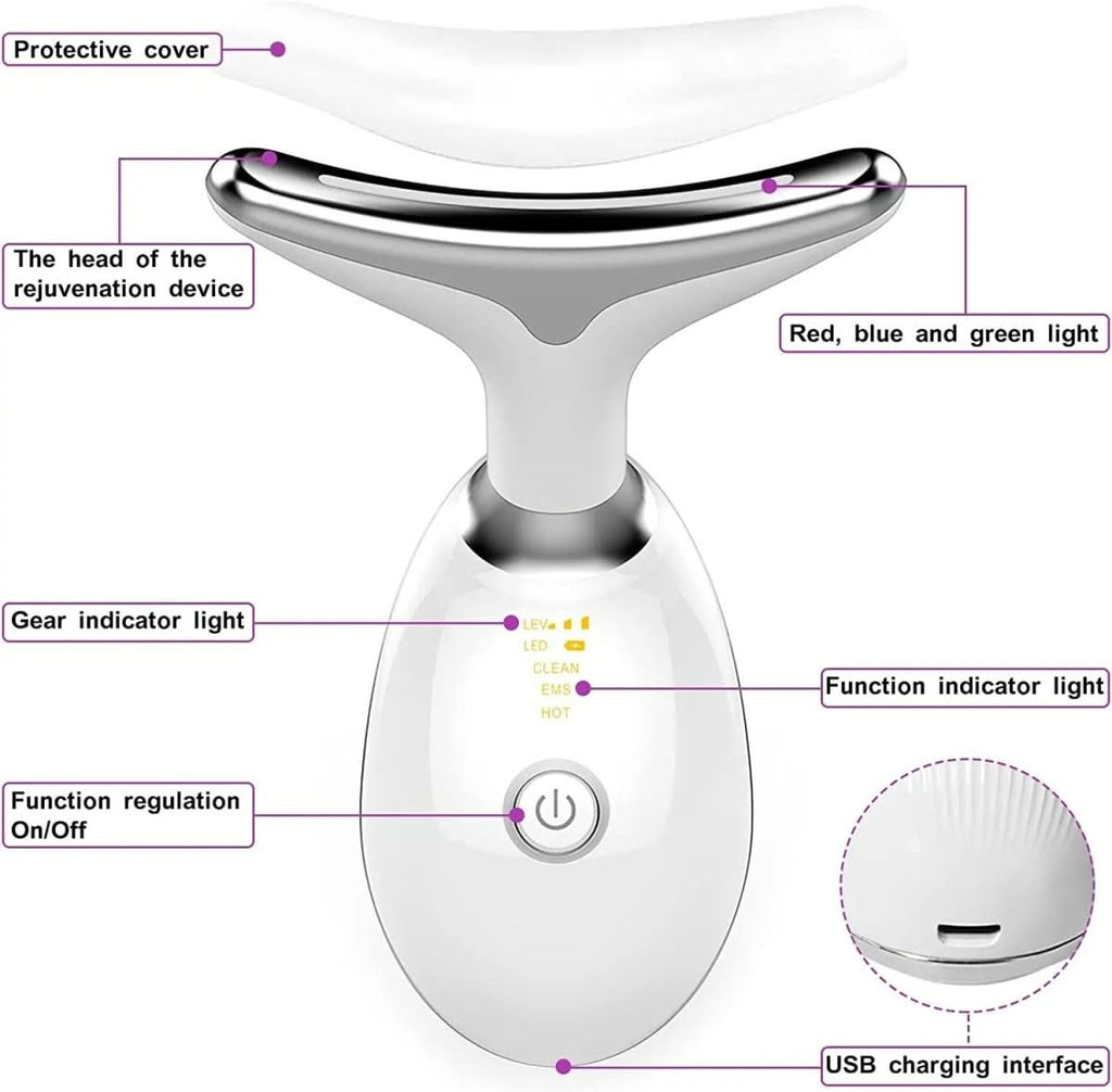 Massaggiatore viso 3 in 1 con fototerapia, vibrazione e funzione termica - Fioriscas