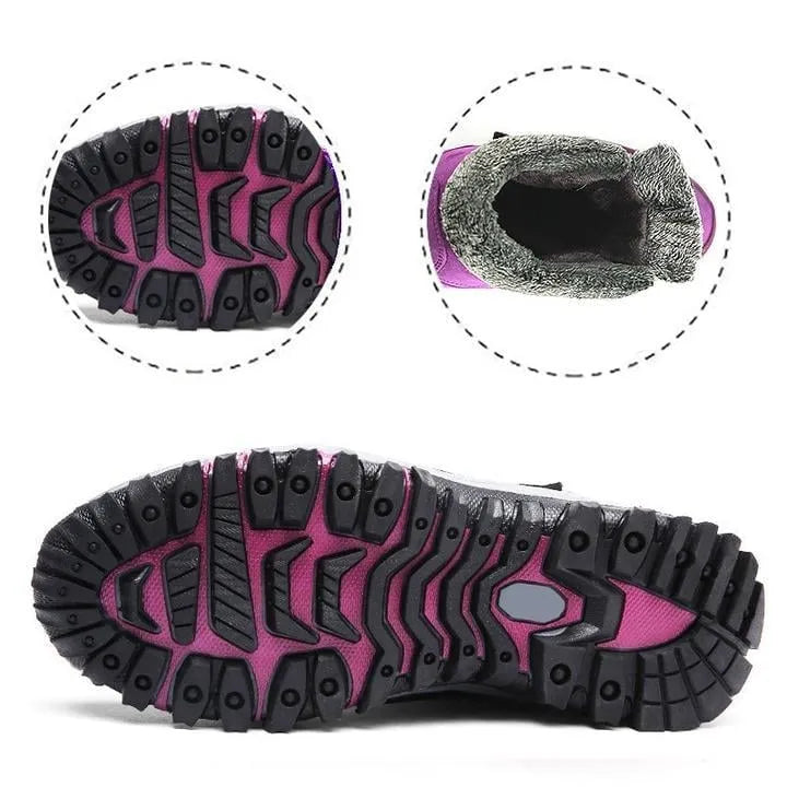 Waterproof Insulated Winter Boots, Unisex Lace-Up Fur Lining