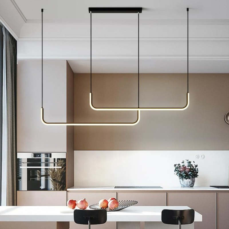 EdgeGlow metalen en siliconen hanglamp met lichtbalk, twee ledkoppen, 90-150 cm