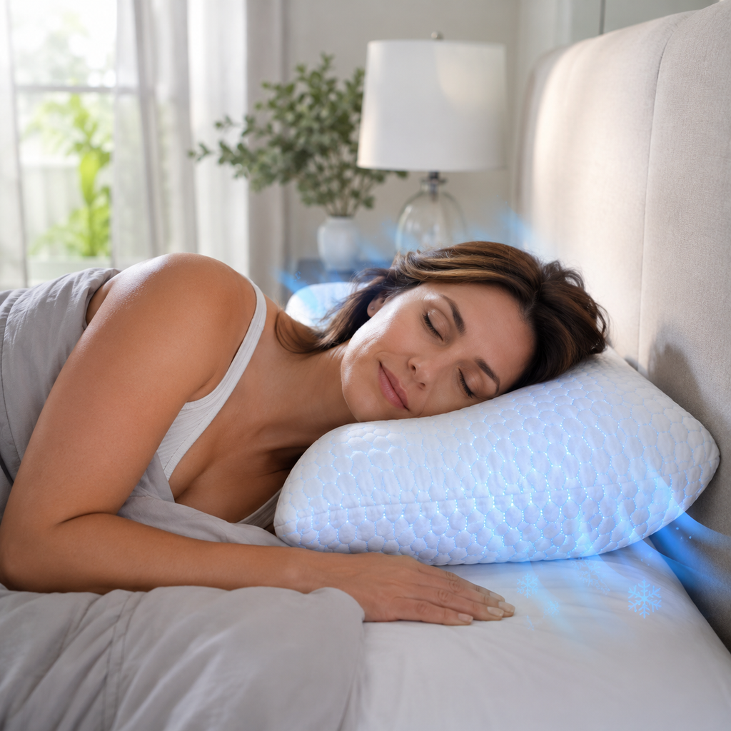 BambooRest Memory Foam Pillow With Cooling Bamboo Cover For Neck Support