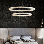Lustre Art déco Kristy, métal et cristal, 1/2/3 anneaux | Fioriscas