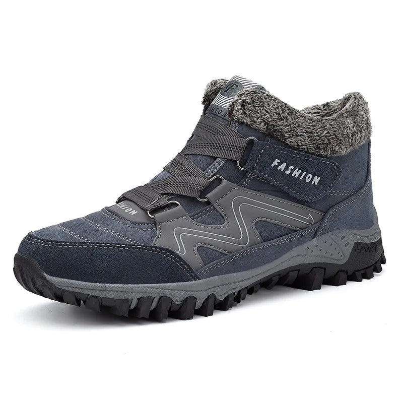 Waterproof Insulated Winter Boots, Unisex Lace-Up Fur Lining
