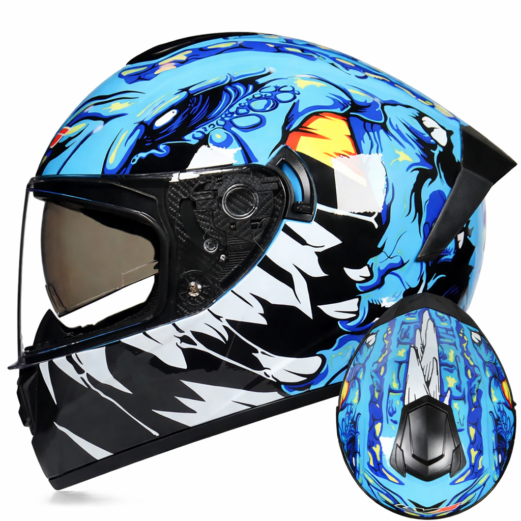 Capacete integral de motociclista com viseira dupla, certificado DOT, preparado para o inverno