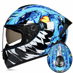 Capacete integral de motociclista com viseira dupla, certificado DOT, preparado para o inverno