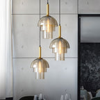Aurora koppar glasdome pendellampa med rökig skärm och inre lager