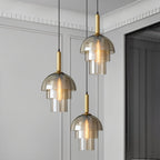 Aurora koppar glasdome pendellampa med rökig skärm och inre lager