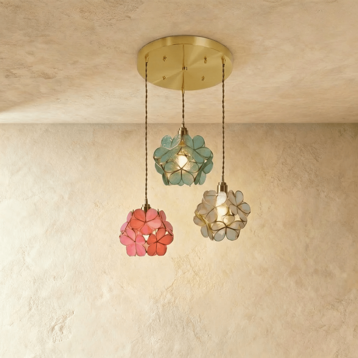 Petal Glow Stained Glass Pendant Light With Floral Bloom Motif