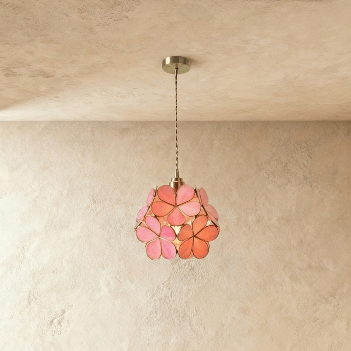 Petal Glow Stained Glass Pendant Light With Floral Bloom Motif