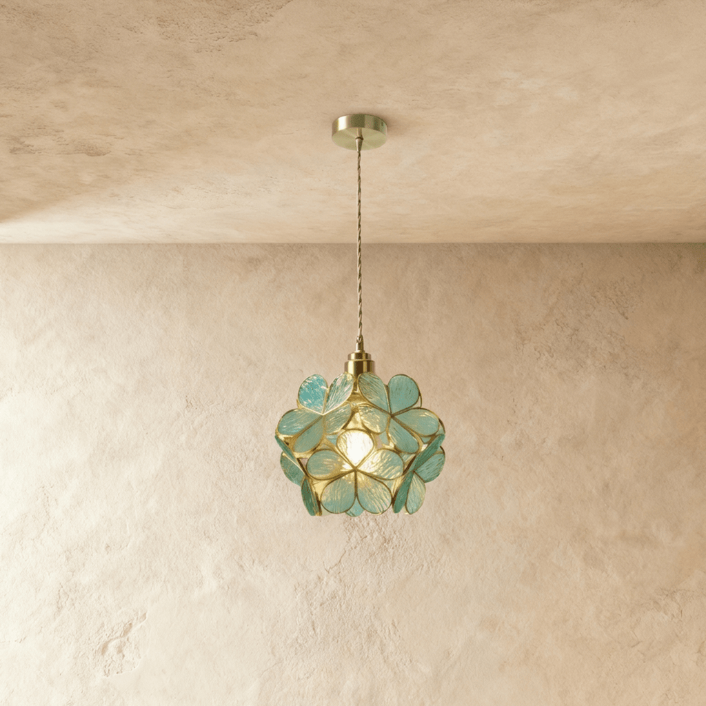 Petal Glow Stained Glass Pendant Light With Floral Bloom Motif