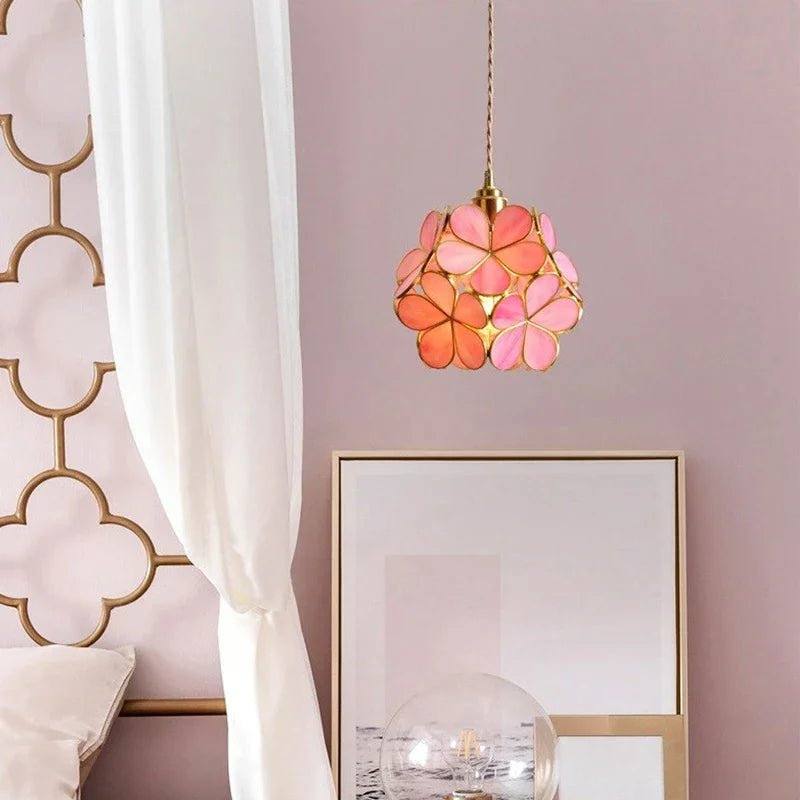 Petal Glow Stained Glass Pendant Light With Floral Bloom Motif