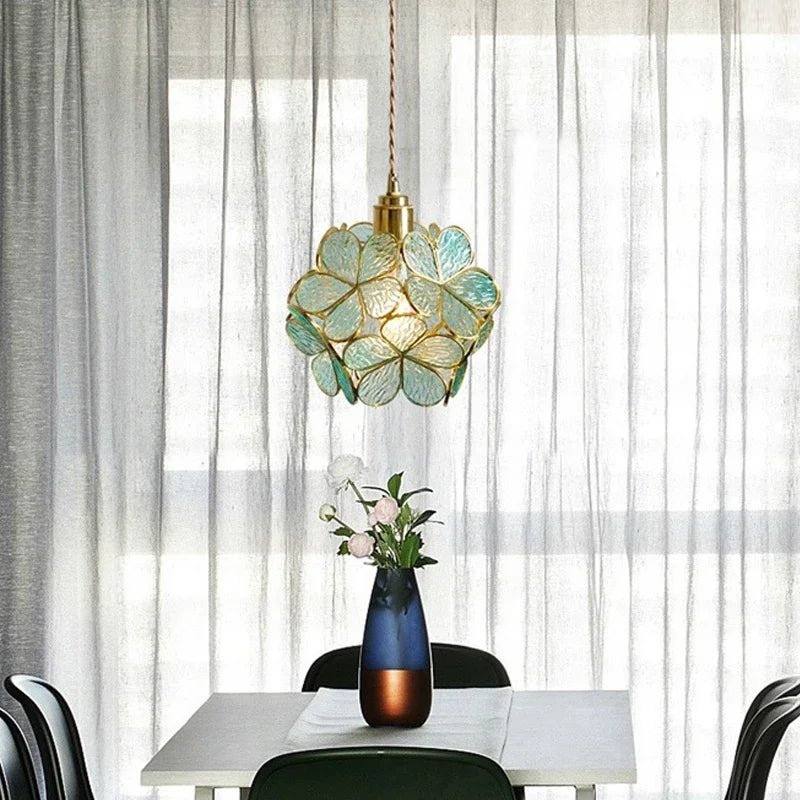 Petal Glow Stained Glass Pendant Light With Floral Bloom Motif