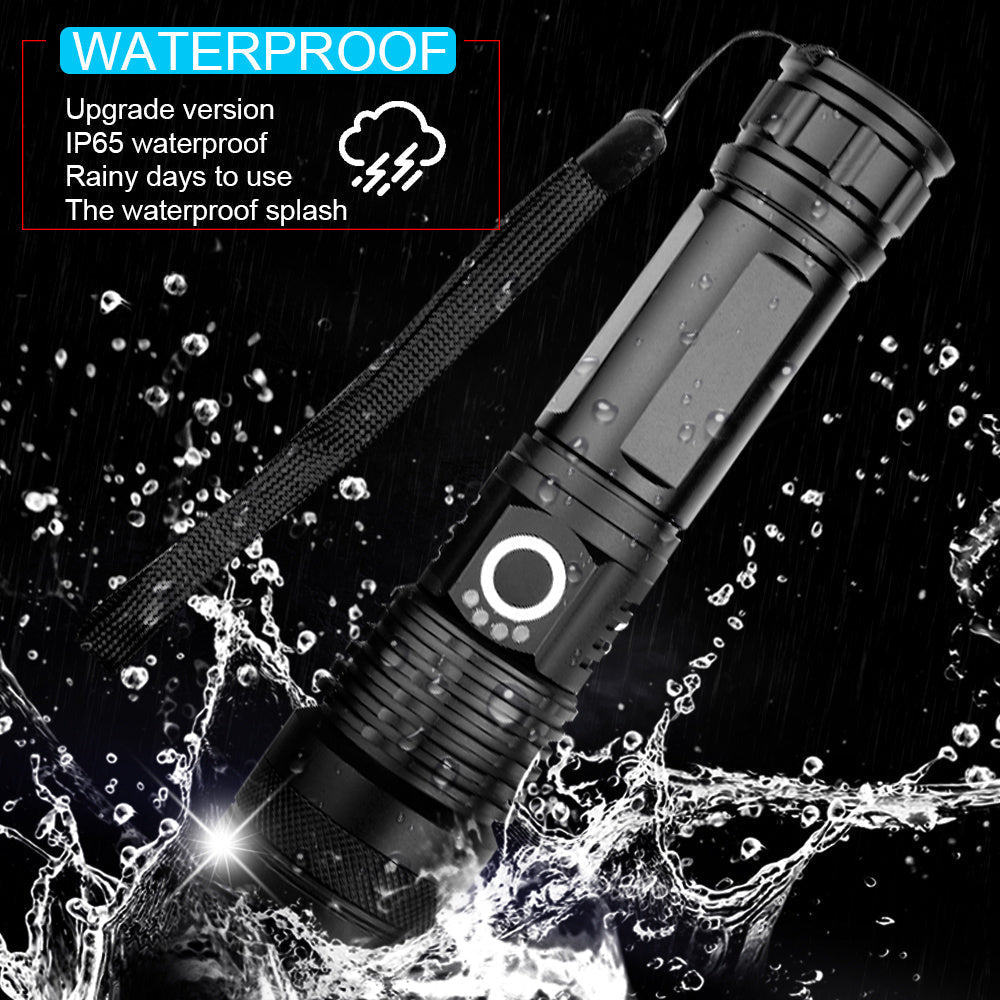 High-Power Waterproof LED Flashlight | 30,000–50,000 Lumens Rechargeable Torch