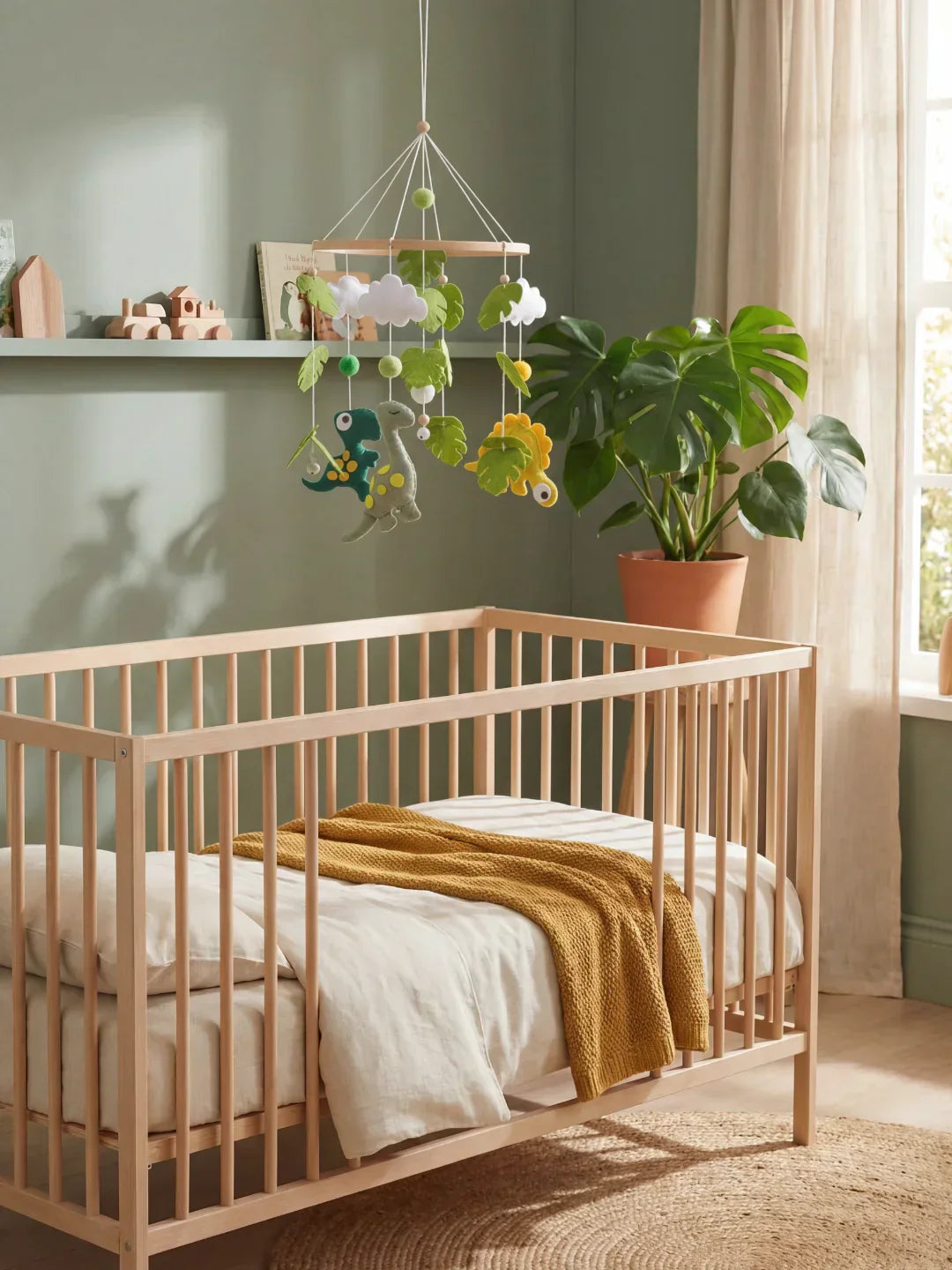Natural Wood Crib Mobile To Calm Your Baby At Bedtime