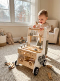 Trotteur pousseur pour bébé en bois avec établi, 2-en-1 | Fioriscas