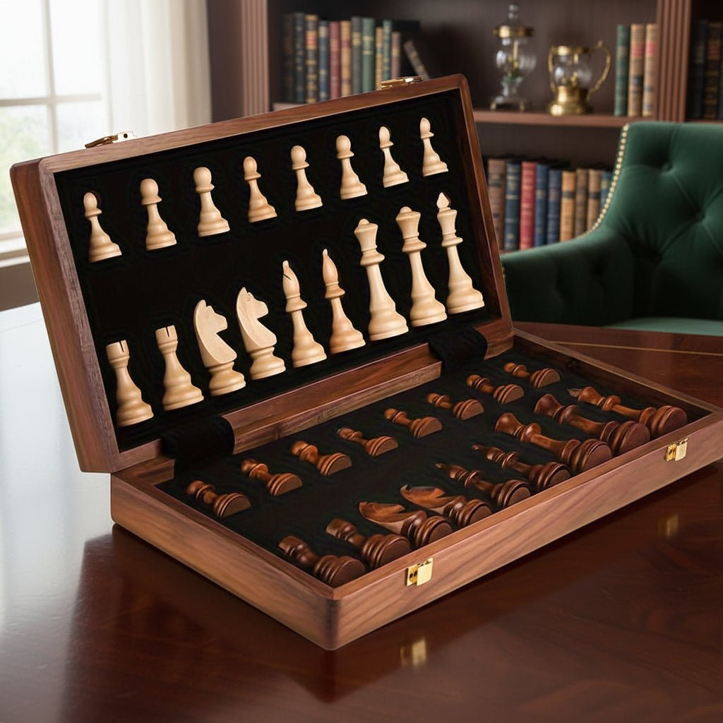 Chess Set, Solid Wood Tournament Board, Classic Hand-Carved Pieces