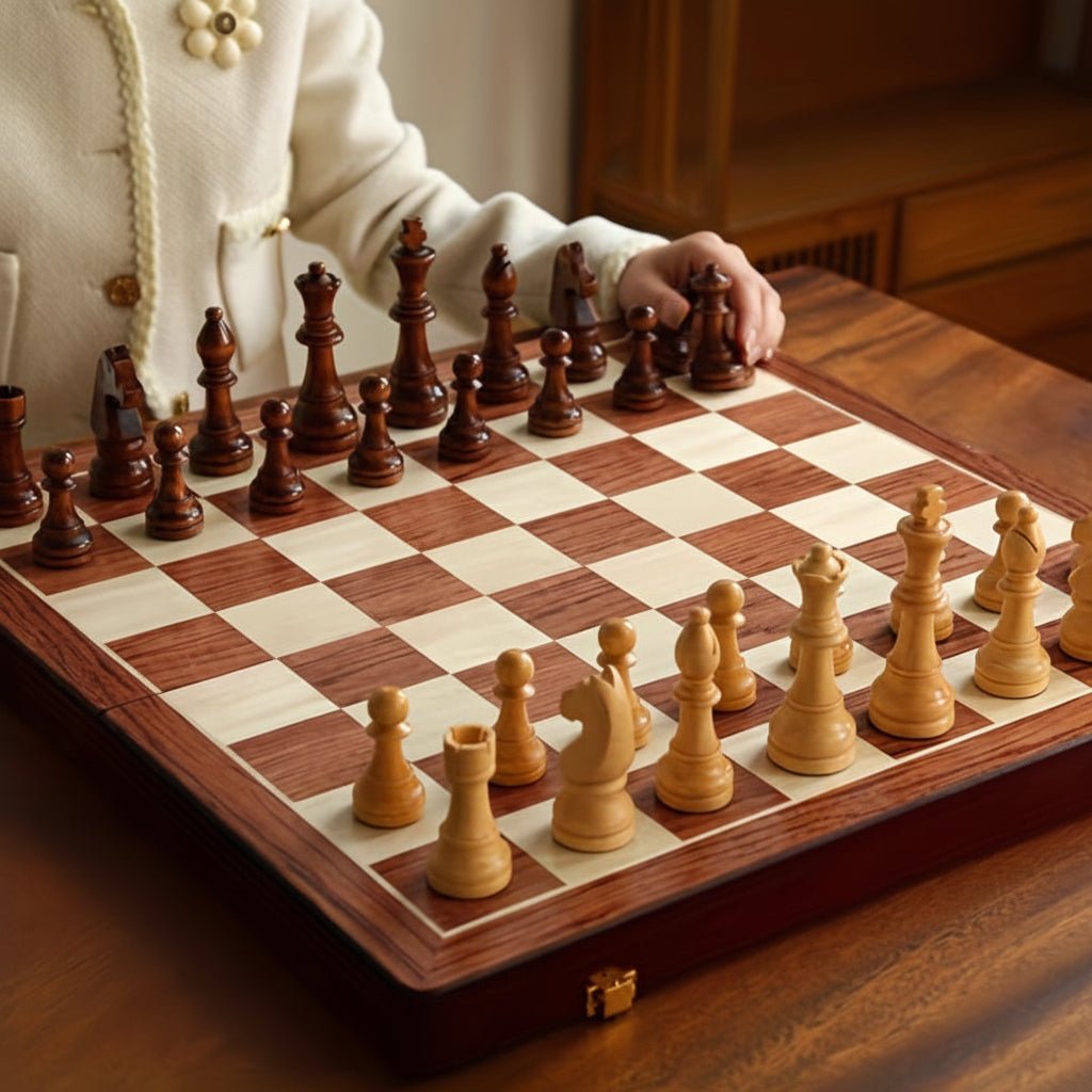 Chess Set, Solid Wood Tournament Board, Classic Hand-Carved Pieces
