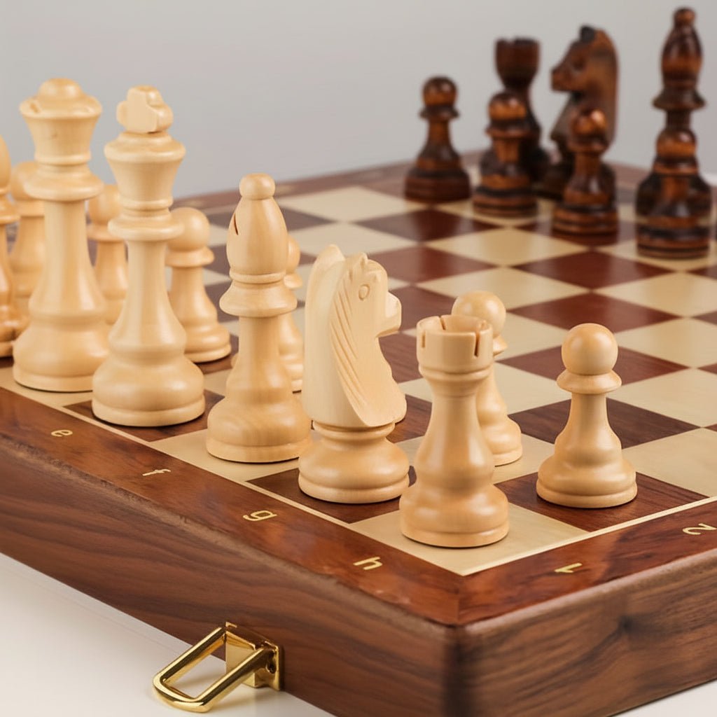Chess Set, Solid Wood Tournament Board, Classic Hand-Carved Pieces