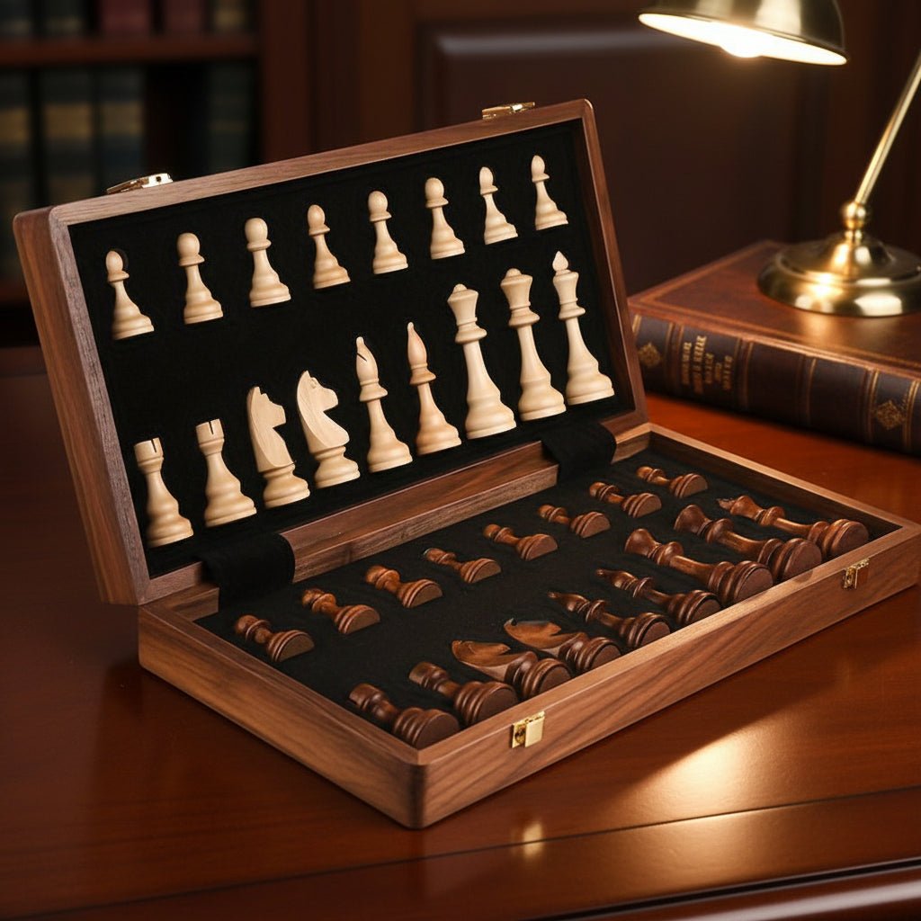 Chess Set, Solid Wood Tournament Board, Classic Hand-Carved Pieces