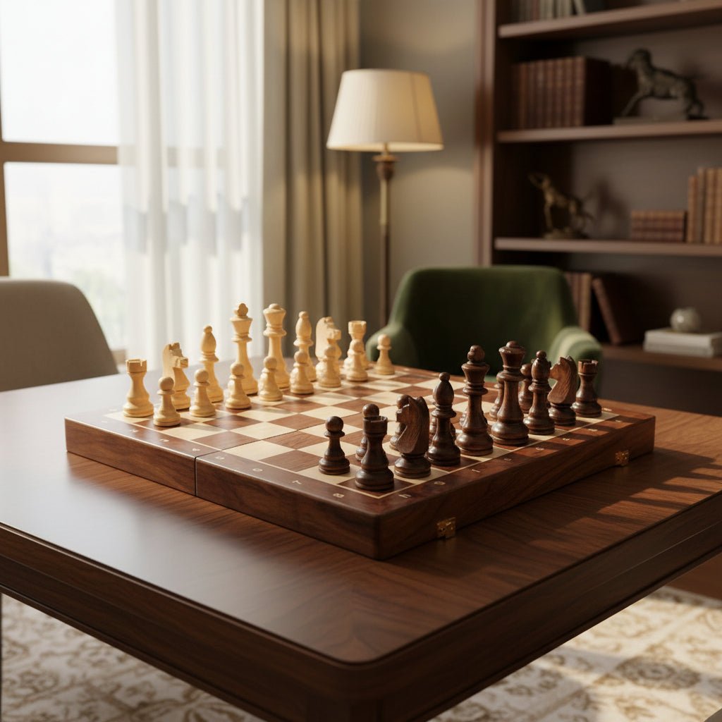Chess Set, Solid Wood Tournament Board, Classic Hand-Carved Pieces