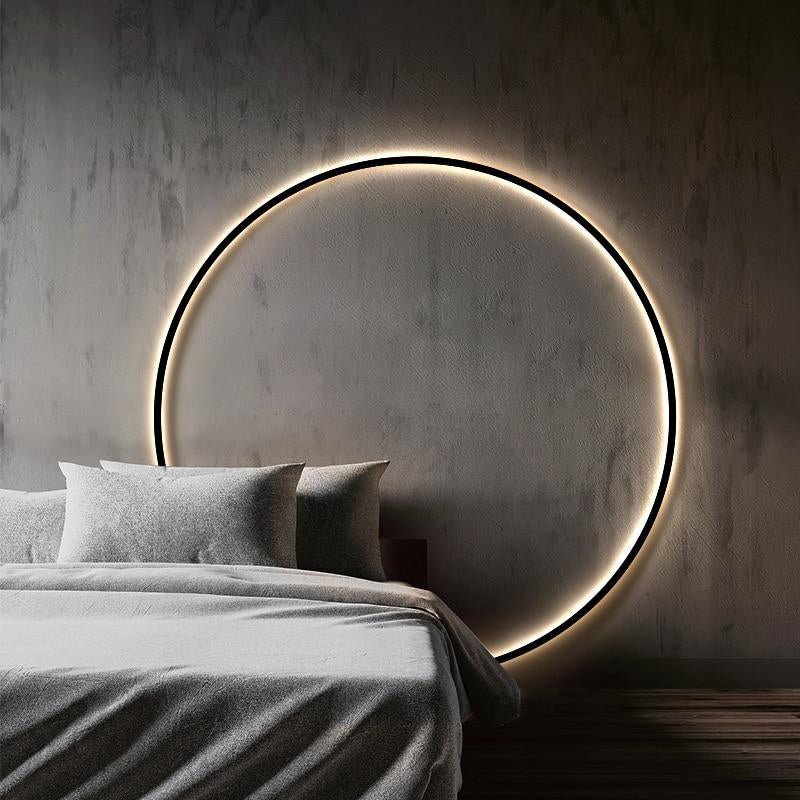Round LED Wall Light, NovaHalo LumaNova, Black Minimalist Design