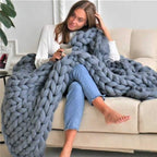 VeloraLoom Chunky Knit Throw Blanket for Sofa & Bed, Warm Soft