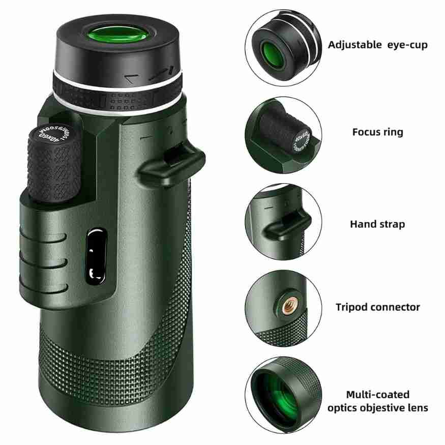 Arden 600X kompakt monokikkert, HD-optik til fuglekiggeri og udendørsbrug