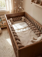 Woven Cotton Crib Liner, 4-Strand Braided Rail Guard for Nursery